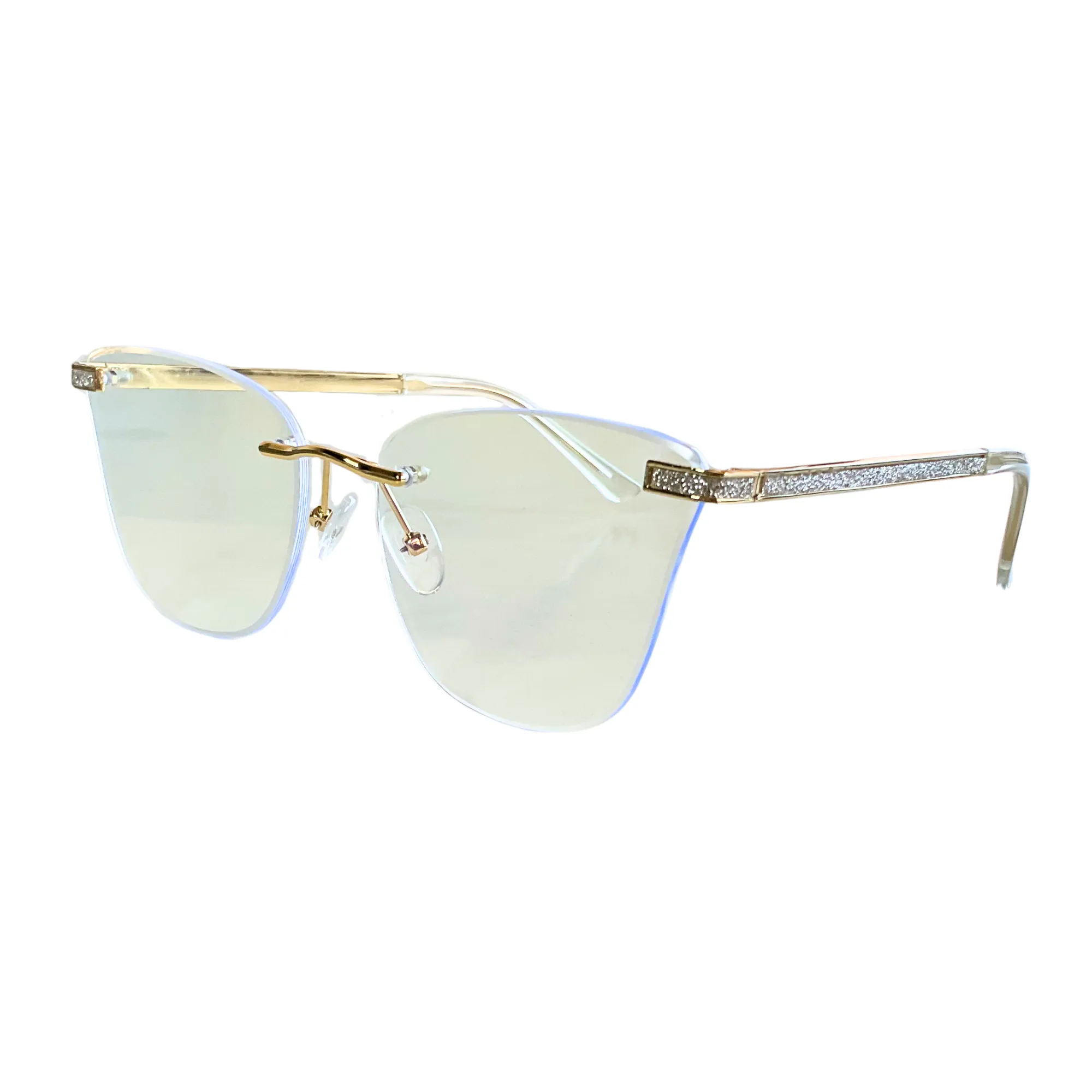Lentes Media Montura en Transparente y Metal dorado